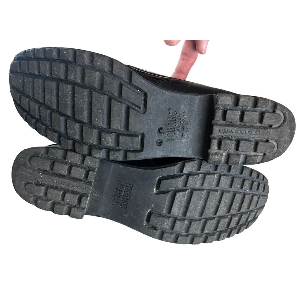Munro Women's Black 11 N Leather Slip-On Shoes Wedge Heel Comfort Elastic &  Zip - Picture 5 of 8